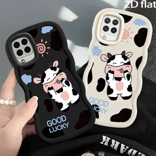 item picture phone case 2d flat phone case for galaxy a12 whimsical cartoon cow animal print soft tpu shockproof protective cover farm themed design with sun simple creative trendy new style 2d flat