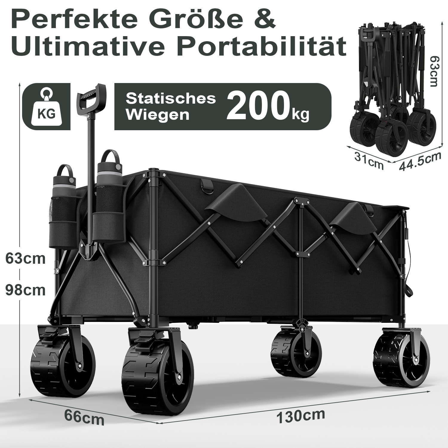 TEMU Devoko 200-Jin (300L) Heavy-Duty, Lichtgewicht, Opvouwbare Huisdierentrolley; Buiten Honden- en Kattenkoffer; Voorzien van 360° Draaibare Wielen