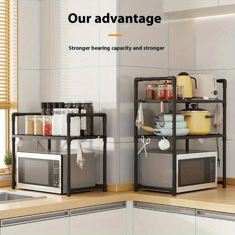 Scaffale Espandibile Per Microonde - Regolabile, Metallo, Con 6 Ganci, Organizer Da Cucina - Foto 8