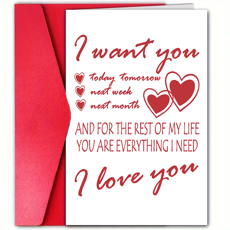 

1pc Valentine's Day Greeting Card, 12cm*18cm, Romantic Message For Lover, Girlfriend, Boyfriend, Anniversary, Birthday, Universal Recipient, Paper Material With Envelope