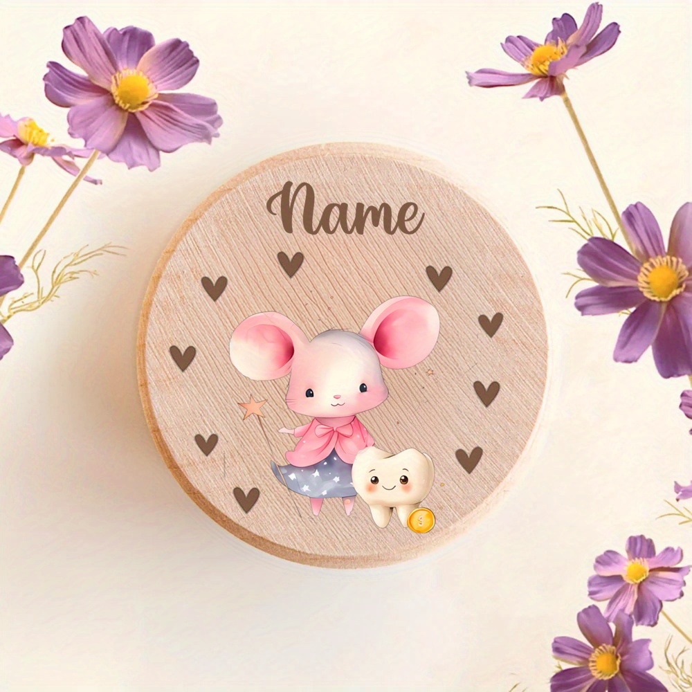 TEMU de Dientes de de Madera Personalizada, de Dientes con Diseño de Tierna, para Almacenar Dientes y Cabello, Regalo de Ducha, Regalo de