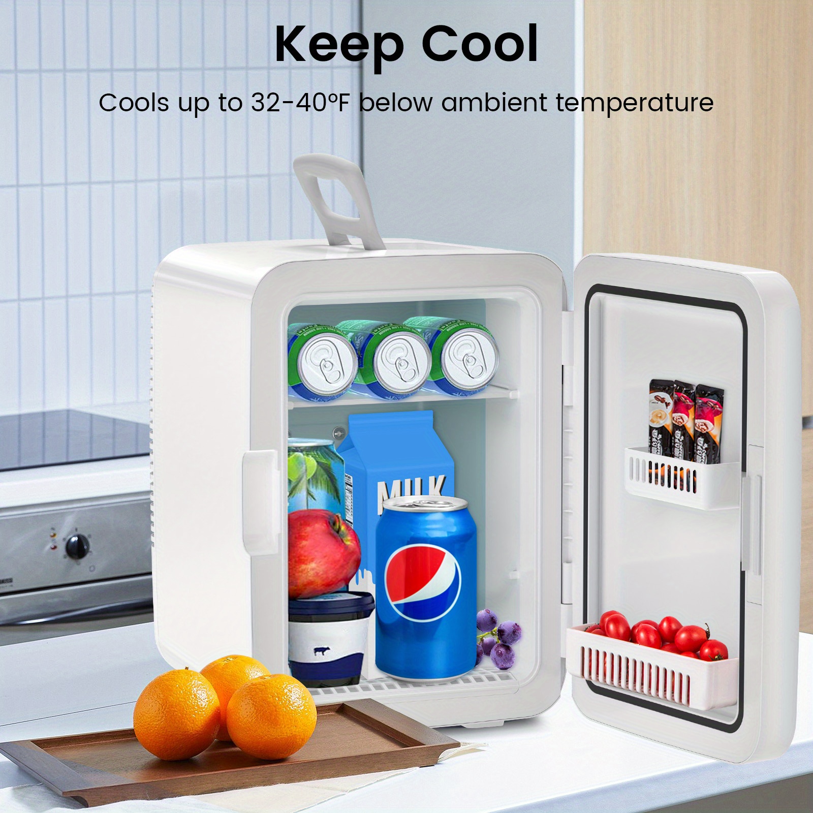 2.64gal/26lbs Mini Freezer Refrigerator with Fast Ice Maker, Compact Portable Freezer with Removable Glass Shelf & Chalkboard Door - Ideal for Dorm, Office, Bedroom, Garage - Energy Efficient Mini Fridge for Small Spaces, Office Refrigerator, Stylish Appliance, Durable Construction, Urban Dwellers