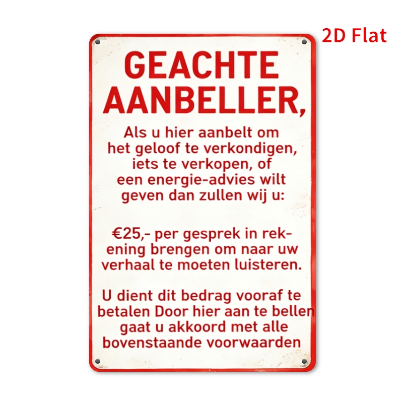 TEMU 2d Flat, [2d-plate] 1pc "geachte Aanbeller" Metal Iron Sign - Suitable For Indoor And Outdoor Use, Weatherproof, Ideal For Homes, Bars, Garages,