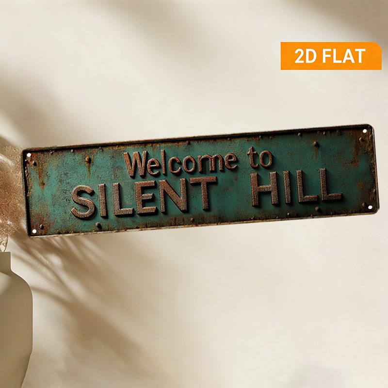 TEMU 2d Flat, 2d Flat 1pc - 8 1 Vintage Metal Sign, Aluminum Silent Mountain Themed Hanging Plaque Wall Decor | 3.94x15.74 Inches / 10x40cm, Durable,