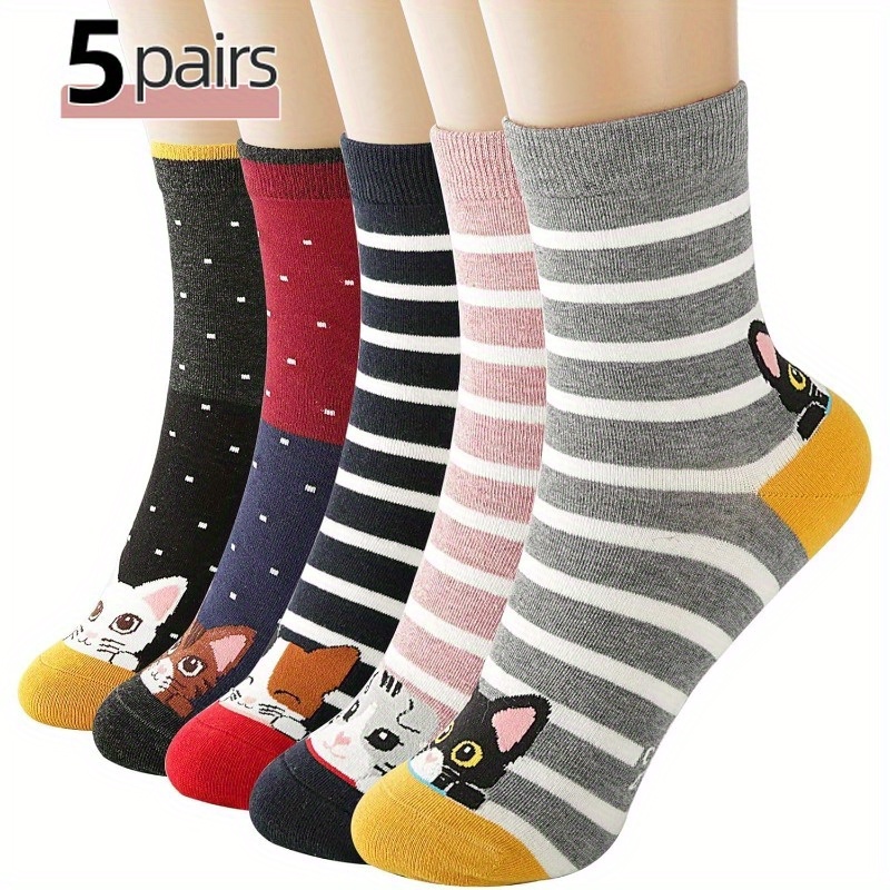 

Lot de 5 Chaussettes Cheville pour Femmes avec Chat - Douces, Légères & Respirantes | Cadeau de Noël Idéal