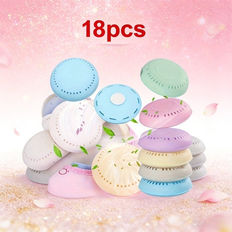 item picture 18pcs 15 tablets plus 3 boxes of 18 compressed air freshener tablets featuring over 3 scents with 5 tablets for each scent car air freshener provides long lasting odor   is compact and portable