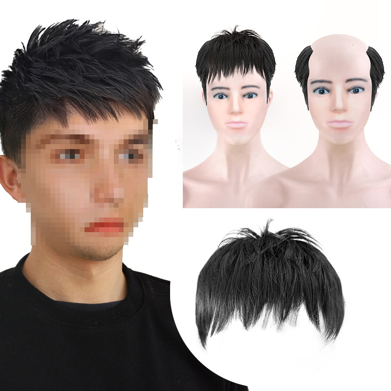 

Men's Natural-looking Short Straight Wig - Breathable, Heat-resistant Synthetic Hair For Daily Use, Hair Wig