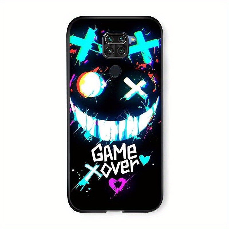 TEMU para móvil: para Redmi Note 9 10X 4G - Estilo neón - Cara sonriente: de vidrio templado con temática de juego "GAME OVER