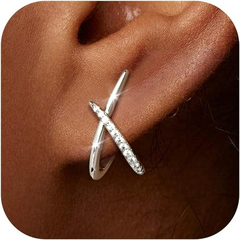 Image of 1pair Earrings For Women 925 Sterling Silver Post Stud Earring Hypoallergenic Cubic Synthetic Zirconia Stud Earrings For Sensitive Ears Small Minimalist Dainty Earring Trendy Jewellery Gifts