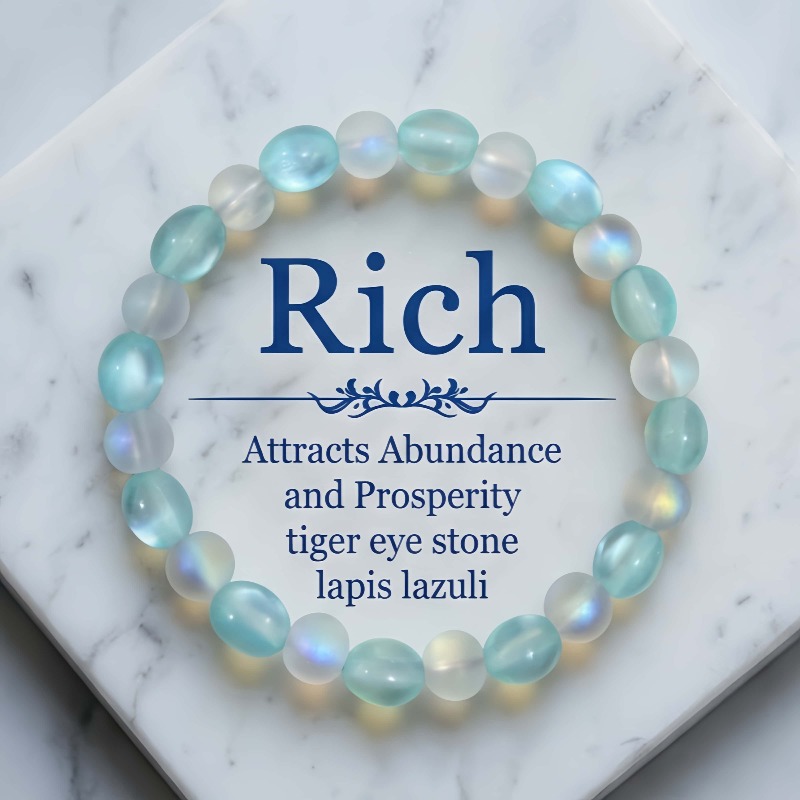 TEMU Light Blue Bracelet With Color-shifting Effect, Designed For Women, Featuring A Unique High-end Charm. This Elegant Bead Jewelry Piece Embodies