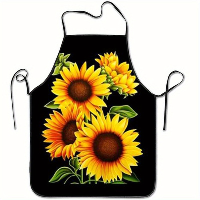 TEMU 1pc Sunflower Pattern Apron - : /baking, Outdoor Bbq/picnic, Family Gathering/ Gathering, Gardening Labor, Handmade