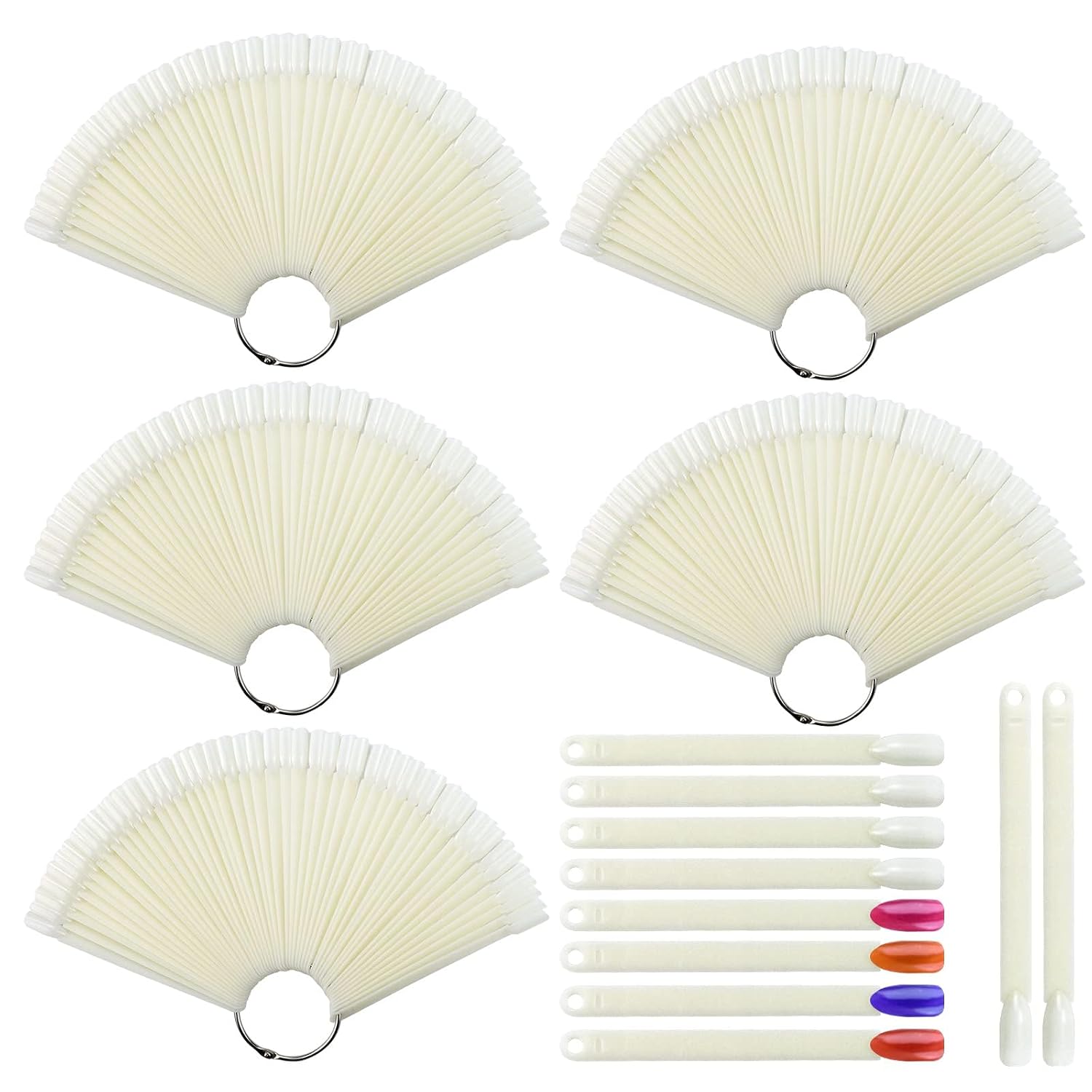 TEMU 300pcs Nail Sticks With Ring, Nail Swatches For Gel Polish Color Display, Nail Salon, Home (50pcs/string) (pack Of 2)