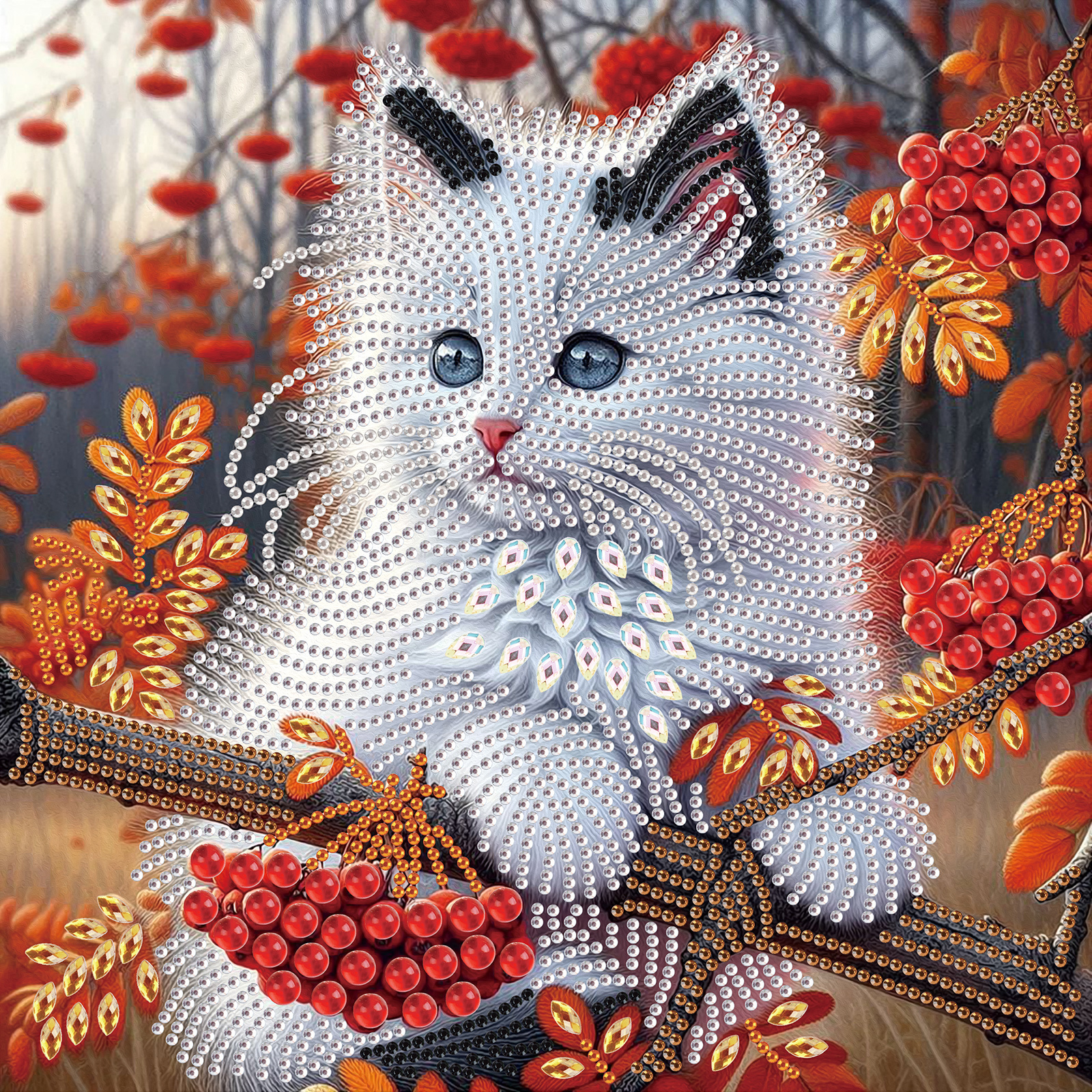 

Sparkling Kitten Diamond Art Kit For Adults - Iridescent Crystal Embroidery With Unique Shaped Diamonds, Home Decor, 11.81x11.81 Inch Canvas