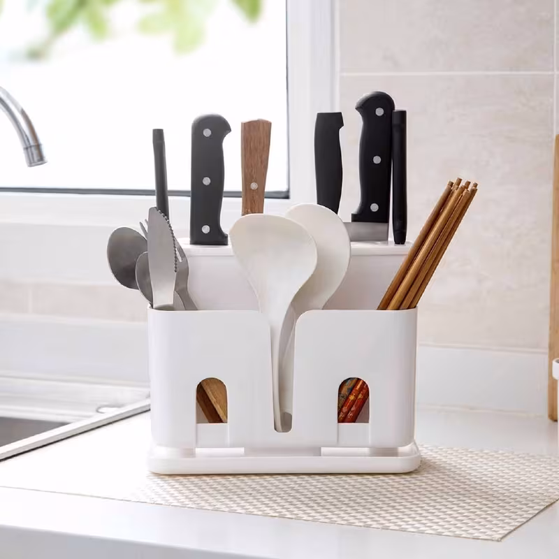 1pc plastic kitchen organizer rack chopsticks storage box knife holder with drain utensil caddy for cutlery and knives Product details 3