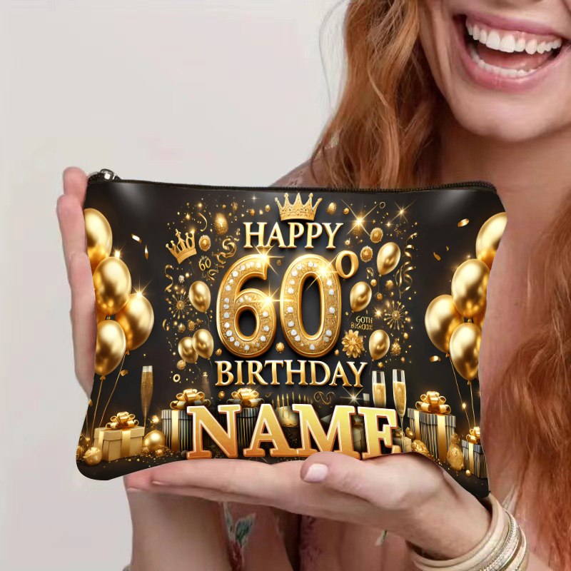 TEMU Custom-1pc Personalized Name Makeup Bag, Simple And Stylish Pattern Gift, Exquisite Makeup Pouch Zipper Bag, Cosmetic Bag Toiletry Bag,