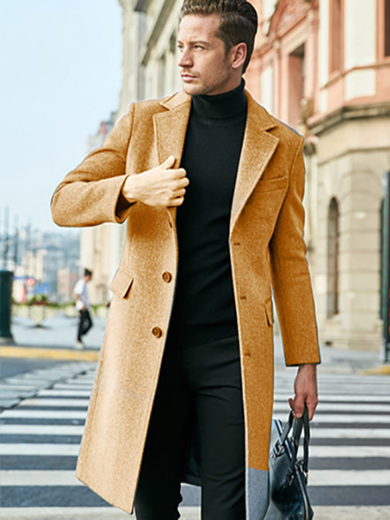 korean version casual long sleeve turn- collar single-breasted