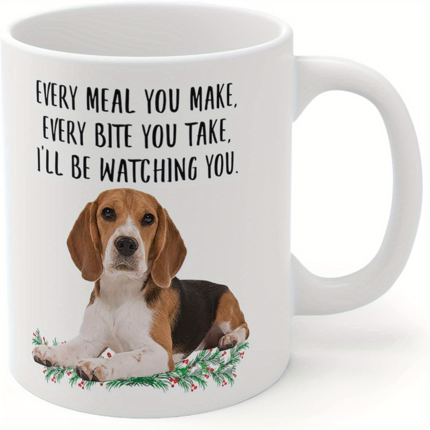 

1pc Funny Beagle Coffee Mug - , Ceramic, 11oz, " You Make, Bite You Take" Design, , For Day/ Use, Ideal For Dog Lovers