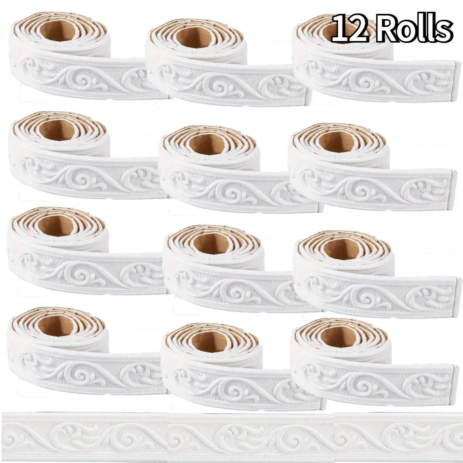 TEMU 12 Rolls Of Crown Decoration Strips, 2.3d Wall Decor, 532 X 3 Inches Peel And Stick Self-adhesive Baseboard, Decorative Wallpaper Trim, Retro
