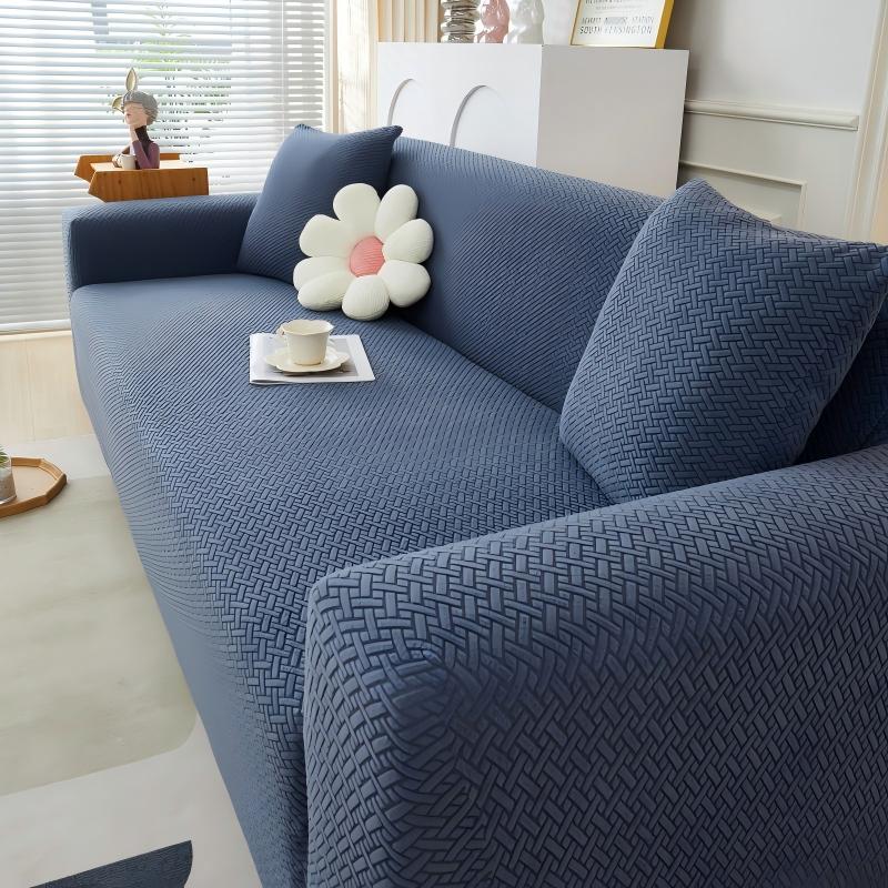 TEMU 1pc Diagonal Check Sofa Cover, Machine Washable, Pet Scratch Resistant, 1pc Design, High Elasticity, Suitable For , Elastic , Suitable For