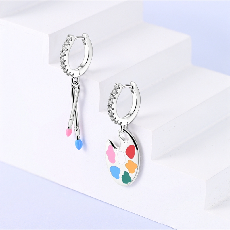 Women's 925 Sterling Silver Art Palette Earrings