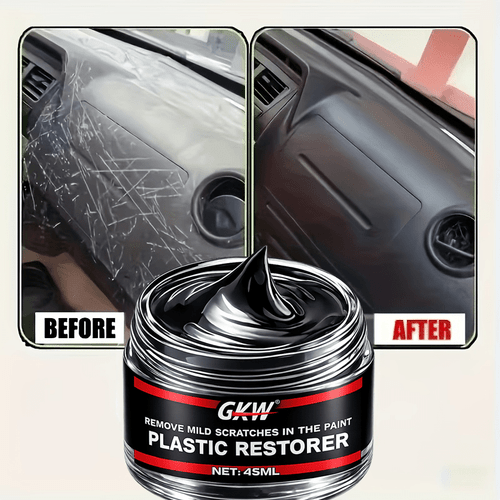 professional black plastic component repair tool universal for interior and exterior trim suitable for bumpers door trim dashboards wheel arches and other white turning aged black plastic parts restores black glossy