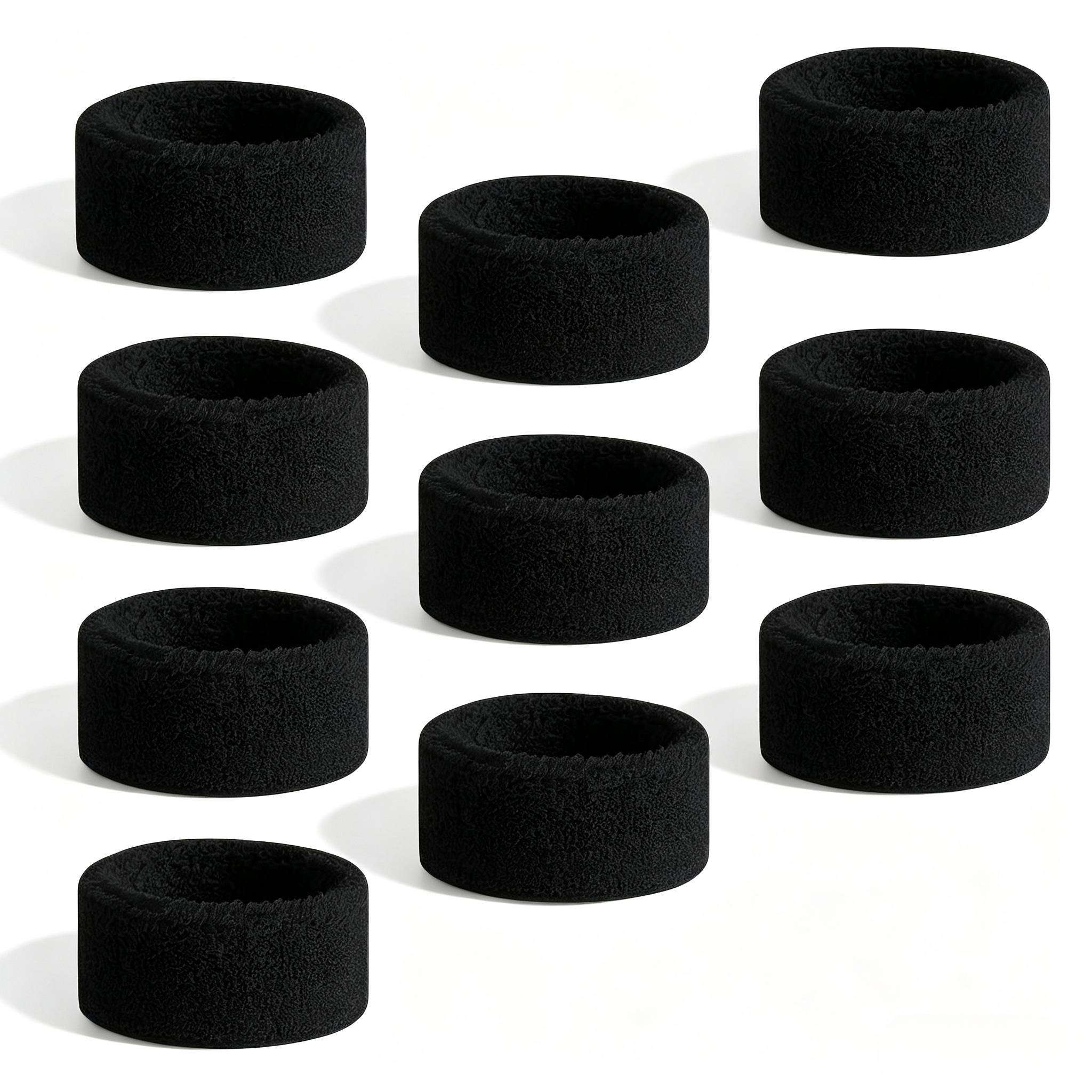 TEMU 10pcs Set Sweat-absorbing Sports Wristbands - Breathable, Non-slip, And Comfortable, Suitable For Tennis, Basketball, Running, And Fitness
