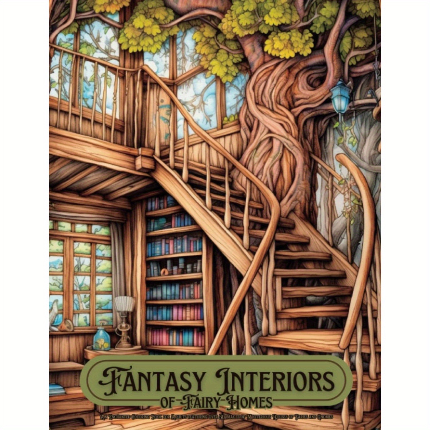 

Fairy & Coloring Book For Adults - 22 Mystical House Illustrations, Art Supplies