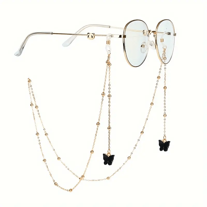 TEMU Catena per occhiali con ciondolo a retr簷 (occhiali esclusi) con cordino sospeso in metallo e perline multicolore, design antiscivolo, adatta per