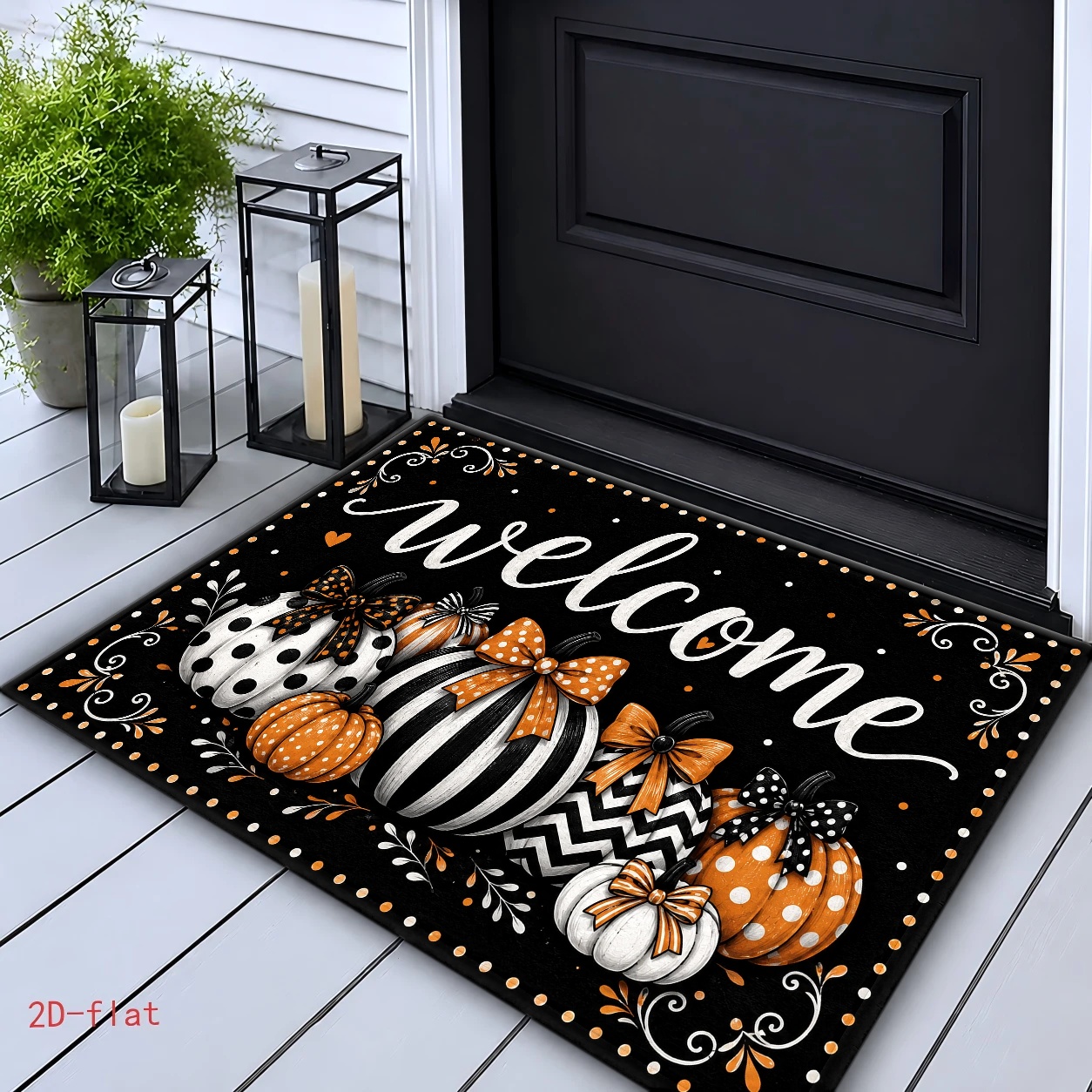 TEMU 1pc, 2d Halloween Pumpkin Welcome Doormat, Durable Washable, Universal Indoor And Outdoor Entry Mat, Kitchen Bedroom Bathroom Balcony Porch Door