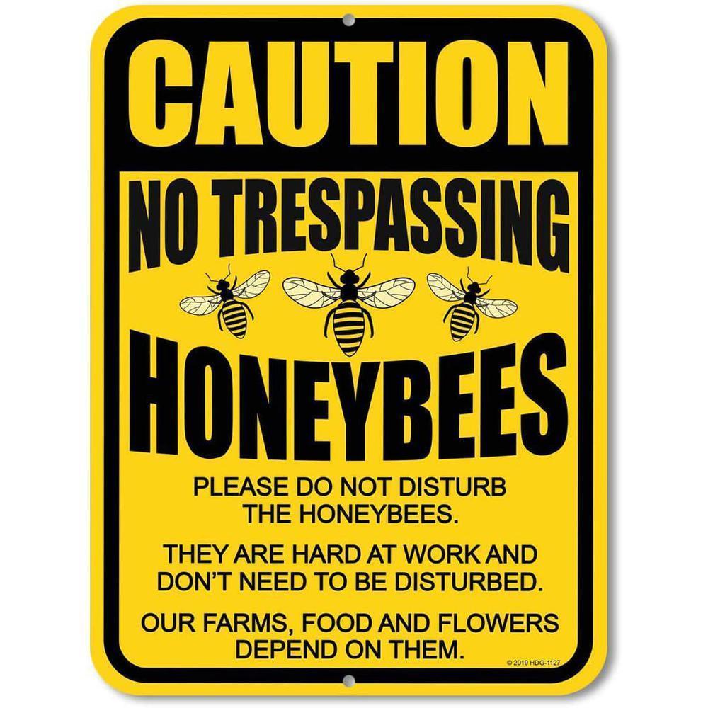 8x12 Heavy-duty Metal No Trespassing Bee Warning Sign - Official-look Honeybee Sign For , Beekeepers & Gardens - Rustproof Outdoor/ Beekeeping