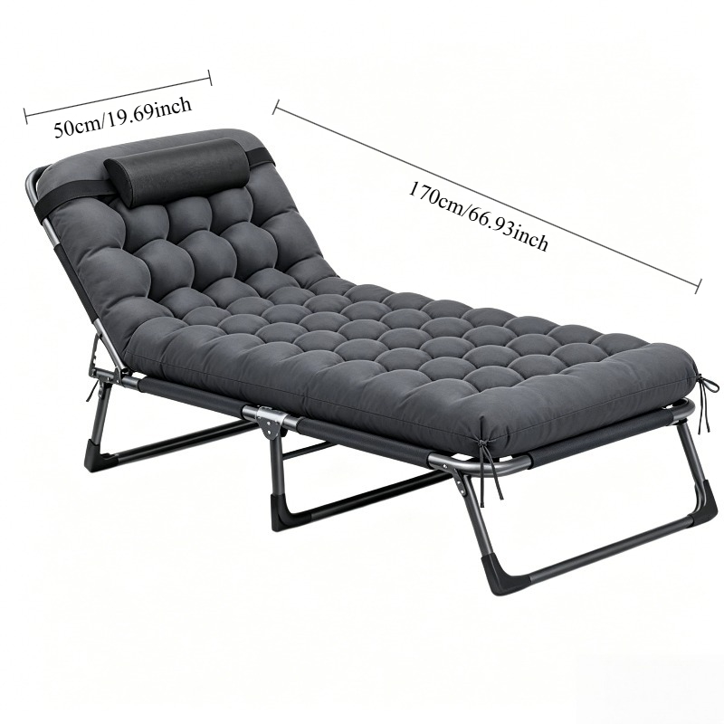 newest design portable adjustable folding lounge chair with padded mattress universal nap bed for camping home office balcony   the mattress is   not the chair