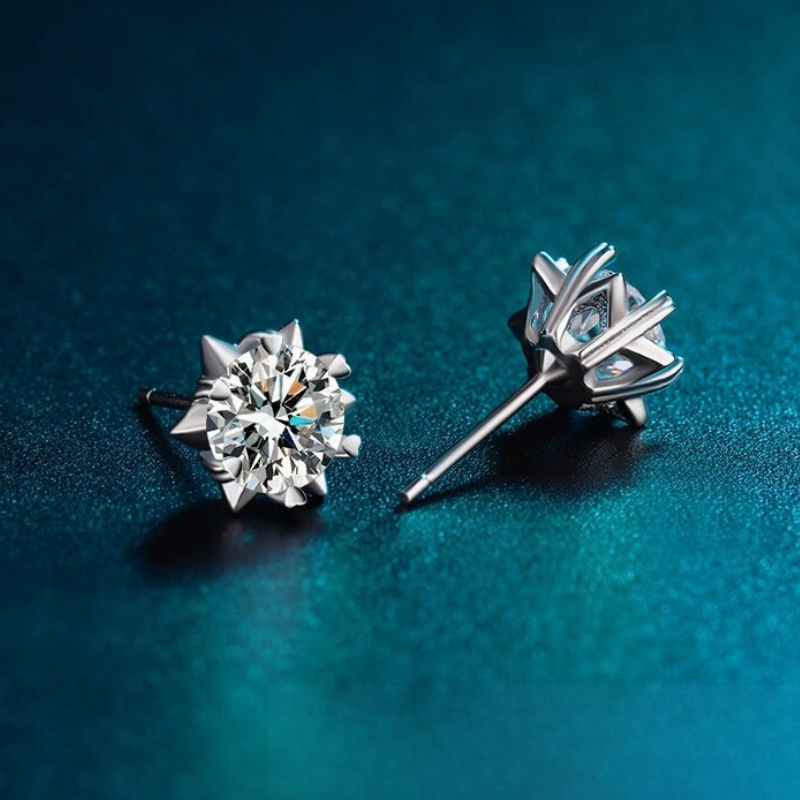 Women's 0.5/1 Carat Synthetic Zirconia Snowflake Earrings