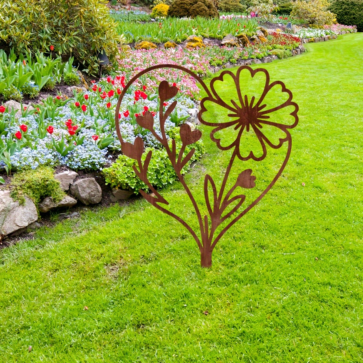 Metallblumen Für Draußen – 5er Set Wetterfeste Blumenstäbe Im Rustikalen Vintage-Look, Perfekt Für Garten, Terrasse &