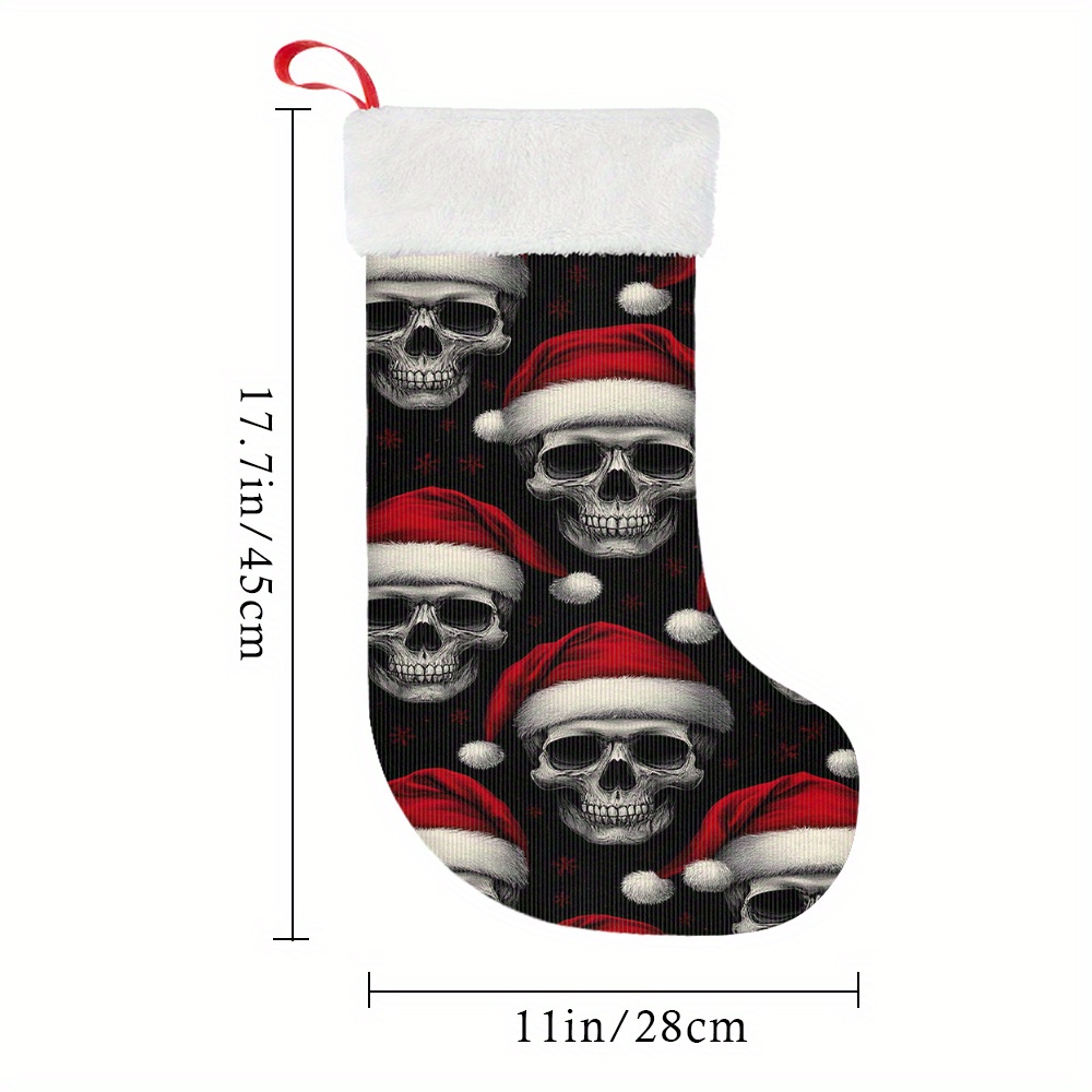 TEMU 1 pièce Chaussette de Noël, Chaussette de Noël avec et Bonnet de Père Noël, Chaussette de Noël à Suspendre, Chaussette Décorative de Noël à