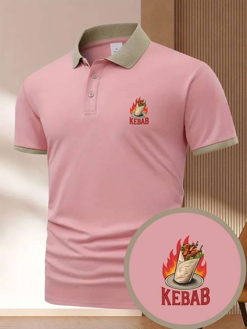 item picture mens summer short sleeve shirt with kebab print featuring a quirky and trendy for a fun atmosphere this print shirt with a collar is casual and fashionable for outdoor wear