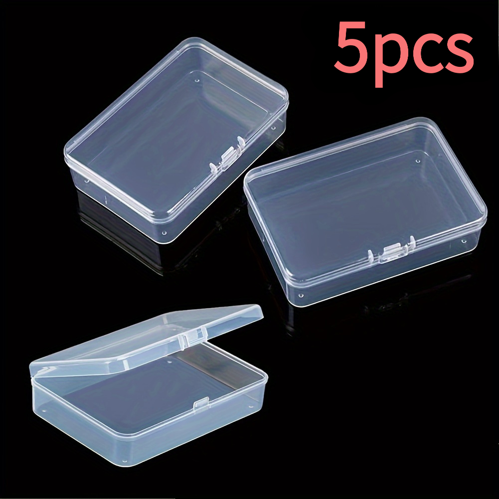 TEMU Set da 5 scatole portaoggetti in plastica, contenitori trasparenti, portagioie portatili, scatole organizzatrici con , per riporre oggetti,
