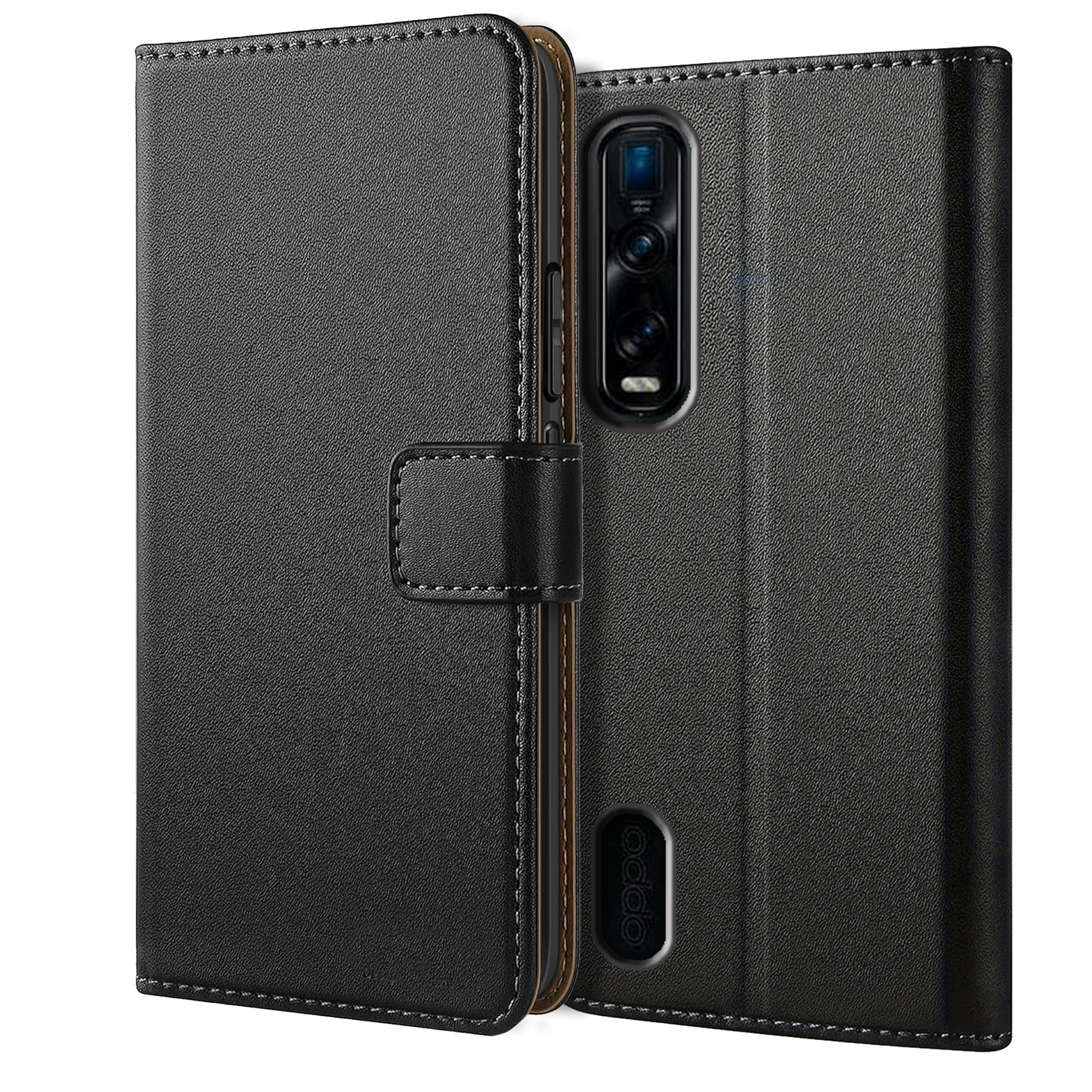 TEMU Phone Case: Case For Oppo Find X2 Pro Wallet Case With Kickstand Black Faux Leather Flip Protective Phone Case Cover