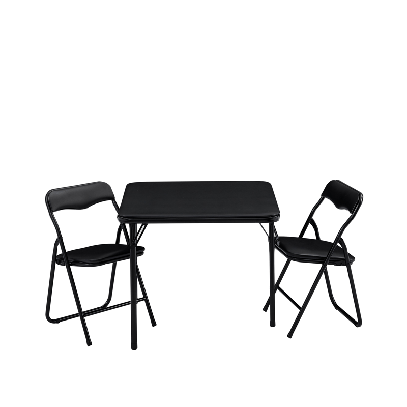 

Kids Folding Table And Chairs Set, 3pcs Table Set With 2 Folding Chairs For Daycare And Classrooms, Pu Leather, , Includes Table And 2 Chairs, Arts & Crafts