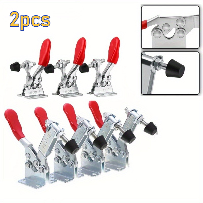 TEMU 2pcs Gh-201 Horizontal Toggle Clamp Quick-release Toggle Clamps Set 27kg Vertical Toggle Clamp Hand Clip Tools For Woodworking