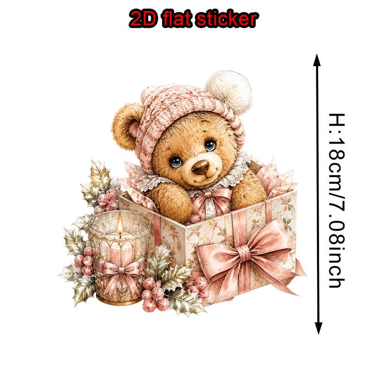 TEMU Set di 3 adesivi 2D a trasferimento termico con motivo scatola regalo orsetto teddy , adatti per magliette, felpe, jeans e cuscini, resistenti e
