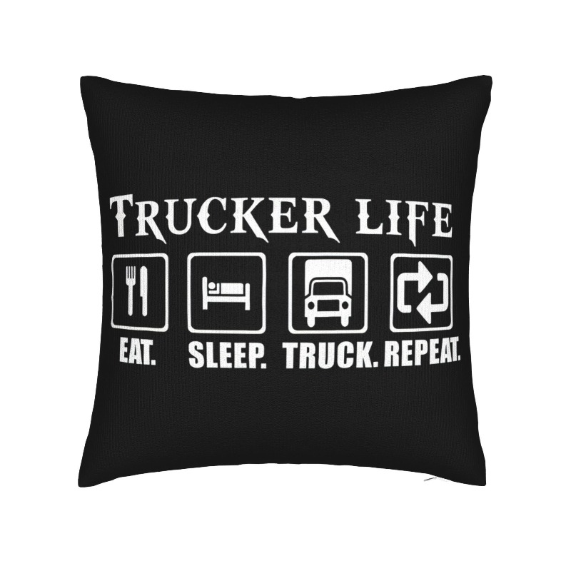 TEMU 1pc Pillowcase For Truck Drivers, Featuring The Design ' Truck Repeat', Made Of Soft And Smooth Polyester Short Plush Fabric, Single-sided