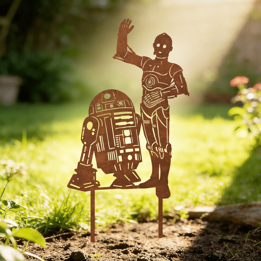 E-shop 【2D Flat】 [2D Flat] Star Wars Themen Vintage Metall Gartendeko, freistehende Außendekoration, kein erforderlich, geeignet für Töpfe,