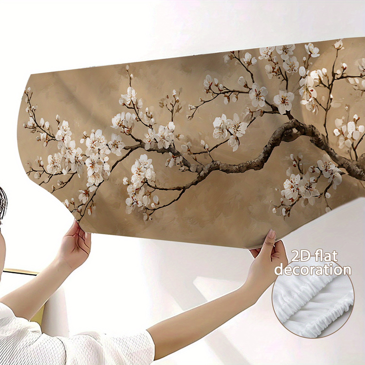 TEMU Copertura decorativa piatta 2D per condizionatore d'aria, con design di rami di ciliegi in , 1 pezzo per uso , copertura antipolvere per