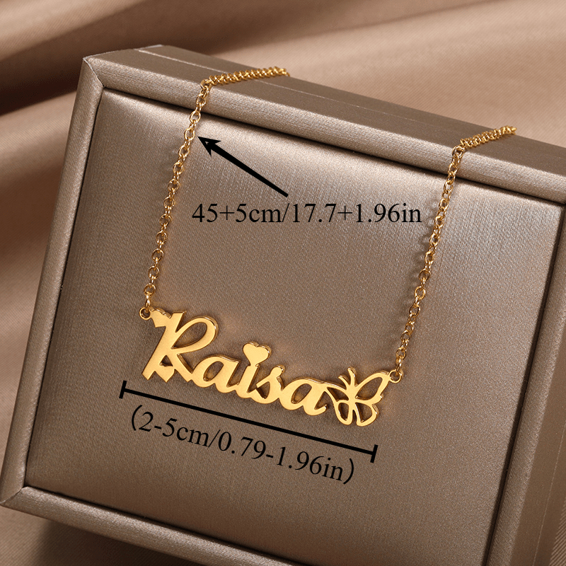 Women's Custom Golden Butterfly Name Necklace — Personalized Gift