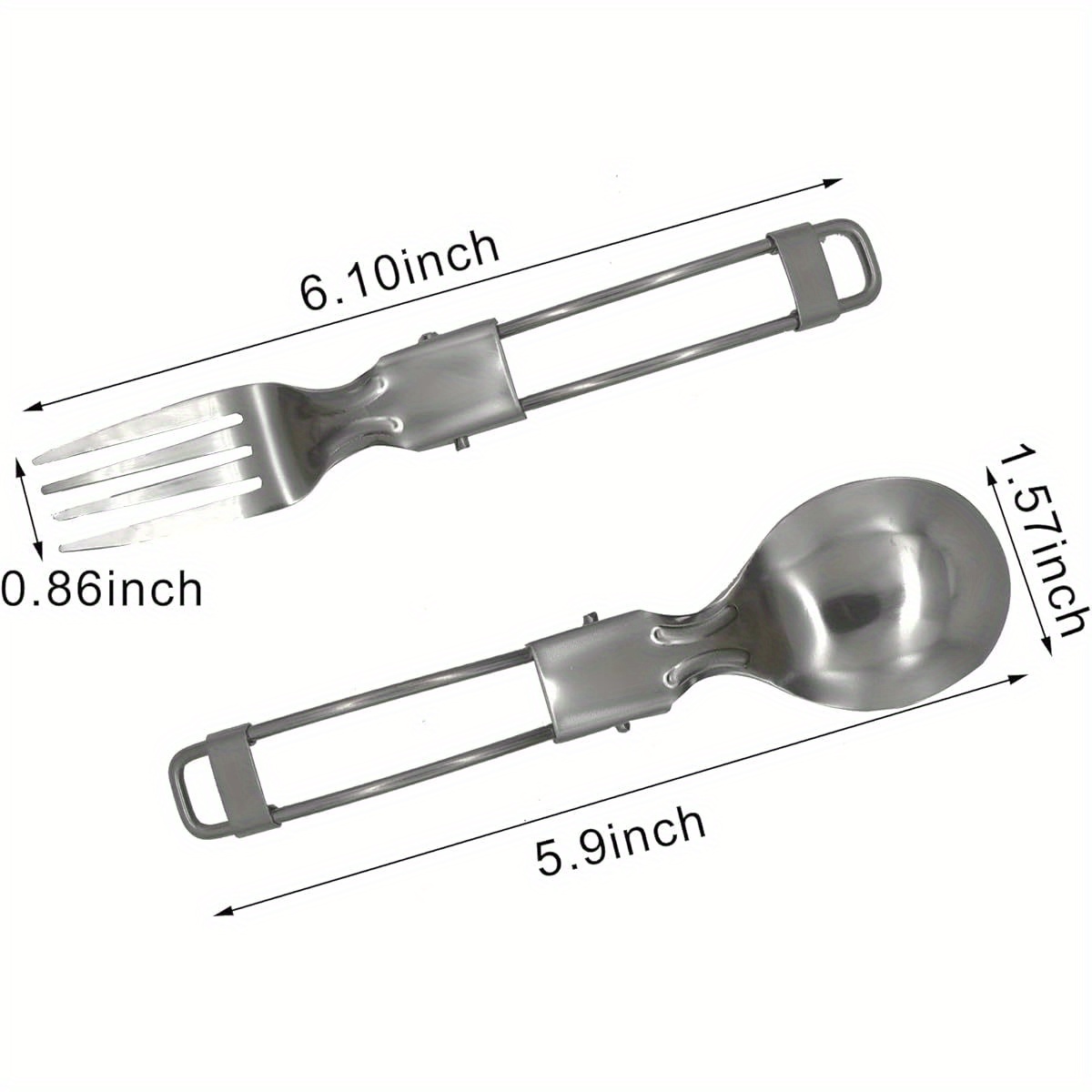 4pcs compact folding camping utensil set heavy duty 304 stainless steel 18 10 flatware with spoon fork knife portable travel cutlery for backpacking hiking picnics dishwasher   saving design for     for home on the go use Product details 5