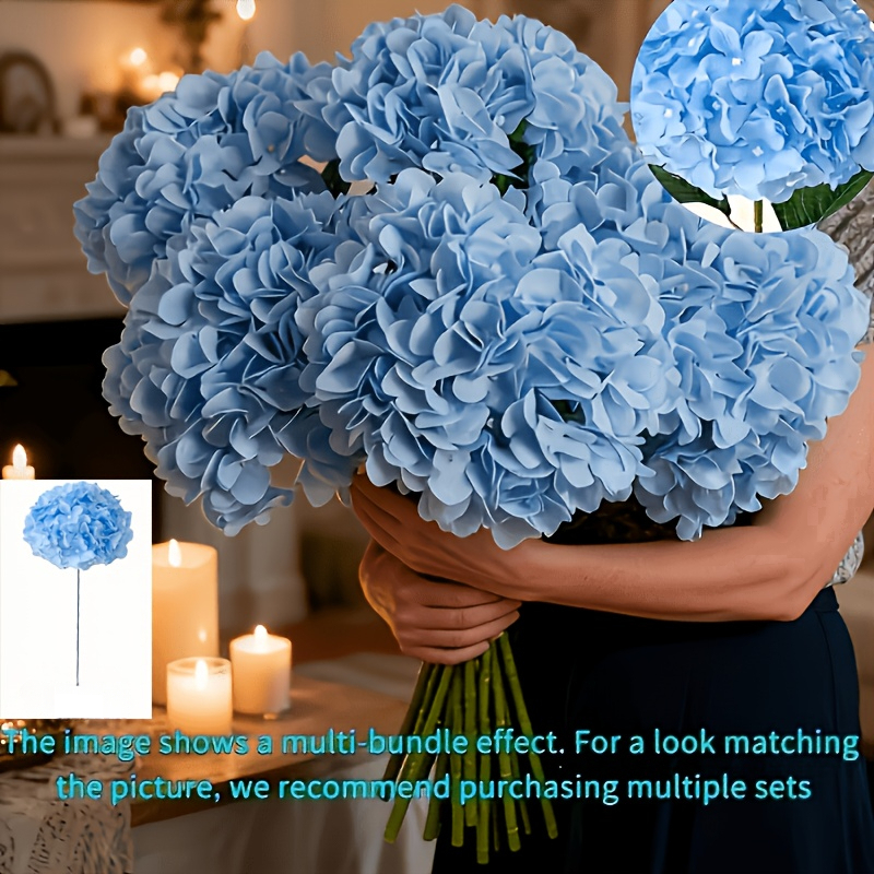 Image of 9pcs Elegant Blue Artificial , Perfect For Occasions, Outdoor Floral Arrangements, Decorative Items, Wedding Ambiance Enhancement, Indoor Centerpiece