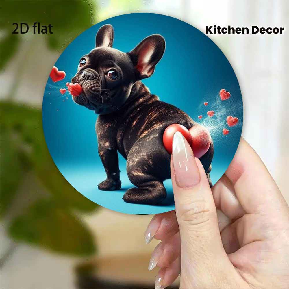 TEMU French Bulldog Magnet - Suitable For Home And Kitchen Decoration - Cute French Bulldog Fridge Magnet With Magnetic Base, Acrylic Cartoon Dog