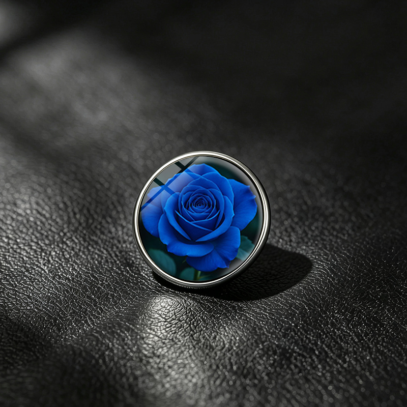 TEMU Realistic Rose Creative Lapel Pin Fashion 16mm Glass Dome Brooch Pins Clothing Backpack Hats Men's Accessories