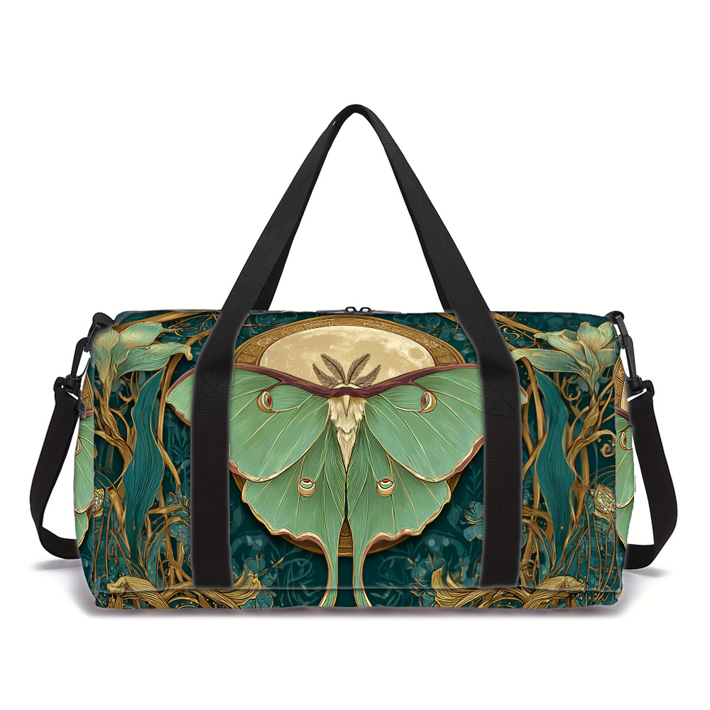 TEMU Bohemian Floral Printed Gym Duffel Bag - Lightweight Weekender Travel Bag For Women, Yoga & Beach, Vintage And Flower Pattern, Foldable Sports