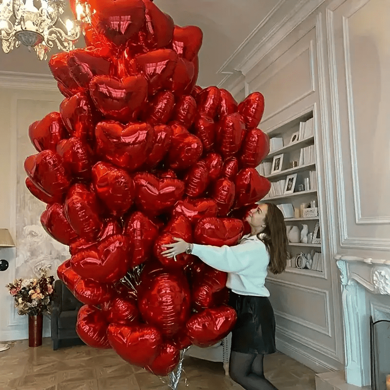 

100pcs/set 10in Aluminum Foil Balloons Suitable For Valentine's Day Theme Party Decoration Balloons